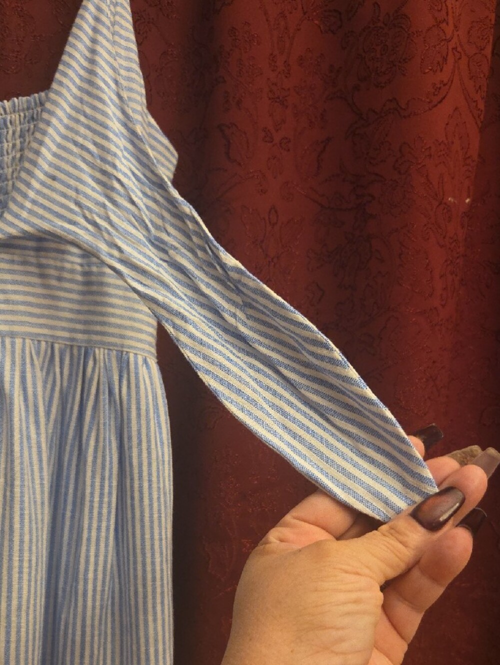 CECILIA NEW YORK Blue and White Striped Tie-Front Midi Sundress - Picture 10 of 16